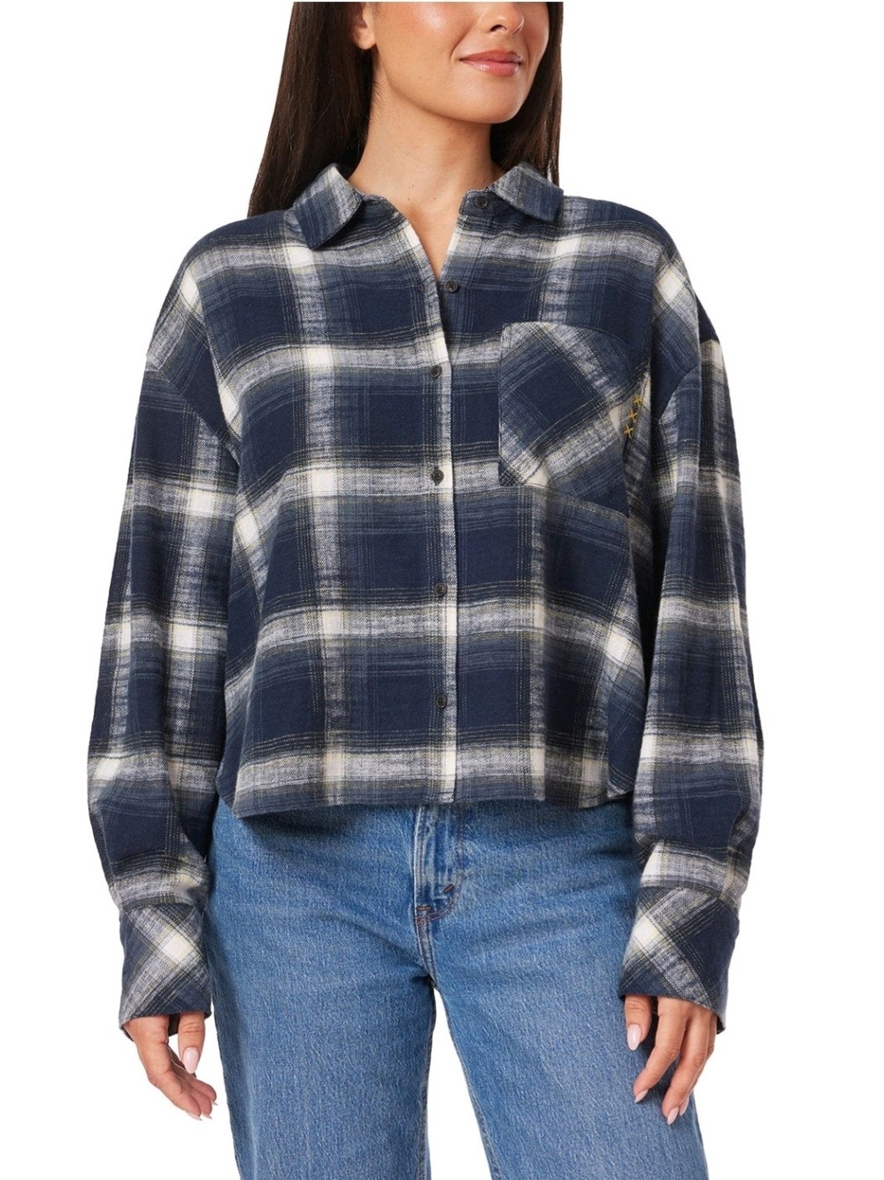 Scotch & Soda Navy and White Plaid Button-Down Shirt